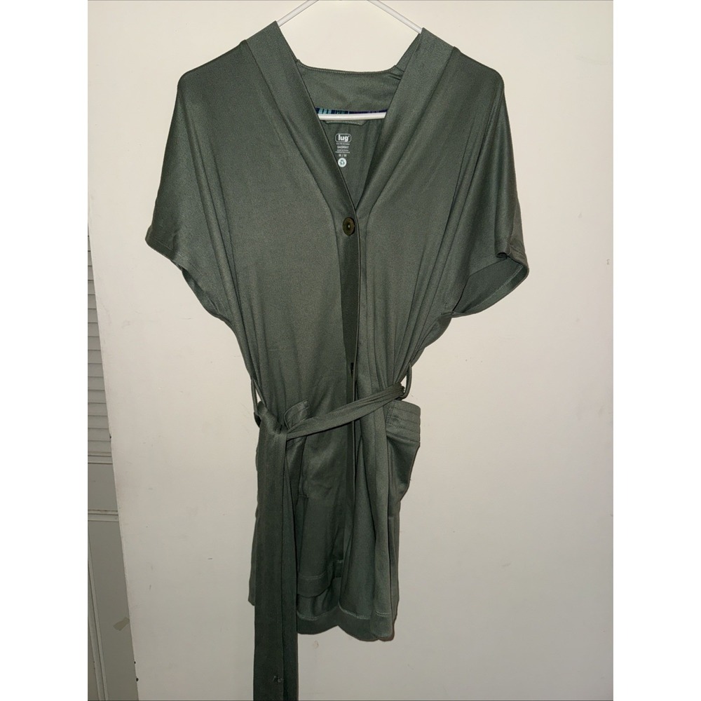 NWT Lug Short Sleeve Cardigan M Sage Green Recycled Polyester Pockets